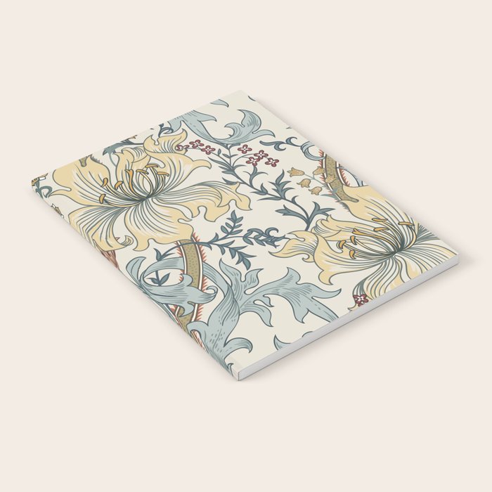 William Morris Enchanted Golden Lily Cream Blue Floral Notebook Gallery Image 2