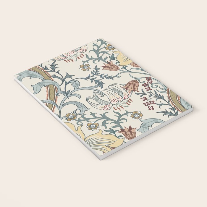 William Morris Enchanted Golden Lily Cream Blue Floral Notebook Gallery Image 3