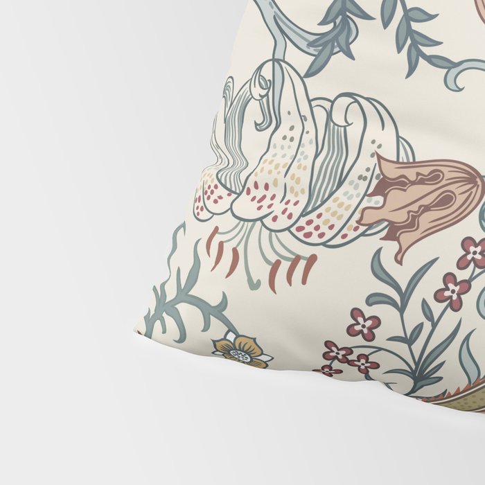William Morris Enchanted Golden Lily Cream Blue Floral Pillow Sham Gallery Image 4