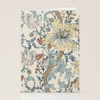 William Morris Enchanted Golden Lily Cream Blue Floral Stationery Card Gallery Image 2