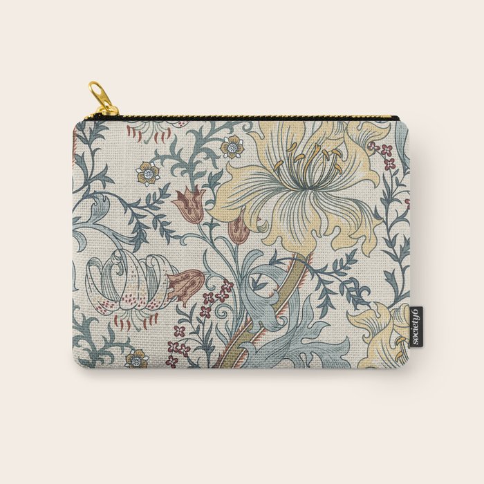 William Morris Enchanted Golden Lily Cream Blue Floral Carry All Pouch Gallery Image 1