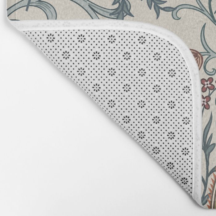 William Morris Enchanted Golden Lily Cream Blue Floral Bath Mat Gallery Image 2