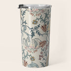 William Morris Enchanted Golden Lily Cream Blue Floral Travel Mug Gallery Image 3