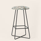 William Morris Enchanted Golden Lily Cream Blue Floral Stool Gallery Image 1