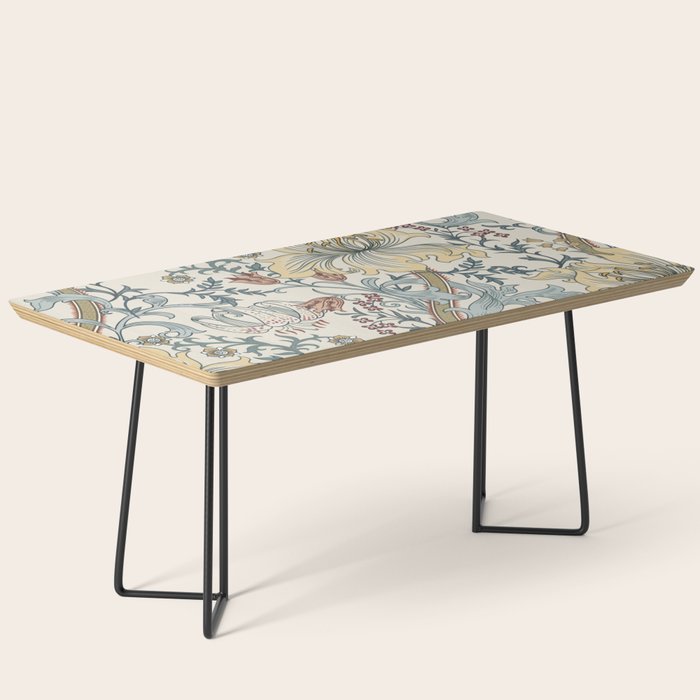 William Morris Enchanted Golden Lily Cream Blue Floral Coffee Table Gallery Image 1