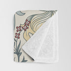 William Morris Enchanted Golden Lily Cream Blue Floral Throw Blanket Gallery Image 3