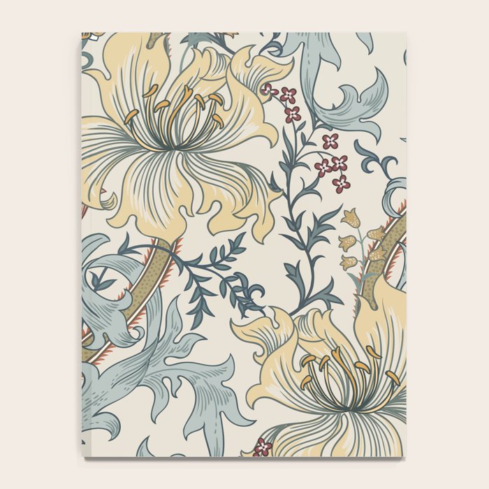 William Morris Enchanted Golden Lily Cream Blue Floral Notebook Gallery Image 4