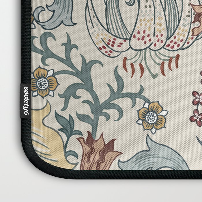 William Morris Enchanted Golden Lily Cream Blue Floral Laptop Sleeve Gallery Image 3