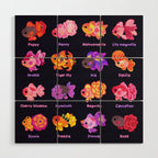 Flower goldfish - dark Wood Wall Art Gallery Image 1
