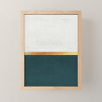 Deep Green, Gold and White Color Block Mini Art Print Gallery Image 1