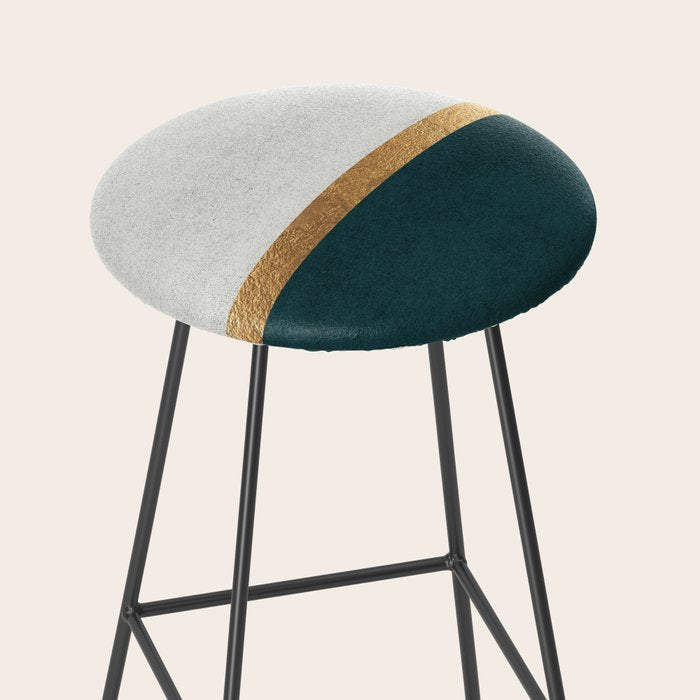 Deep Green, Gold and White Color Block Stool Gallery Image 2