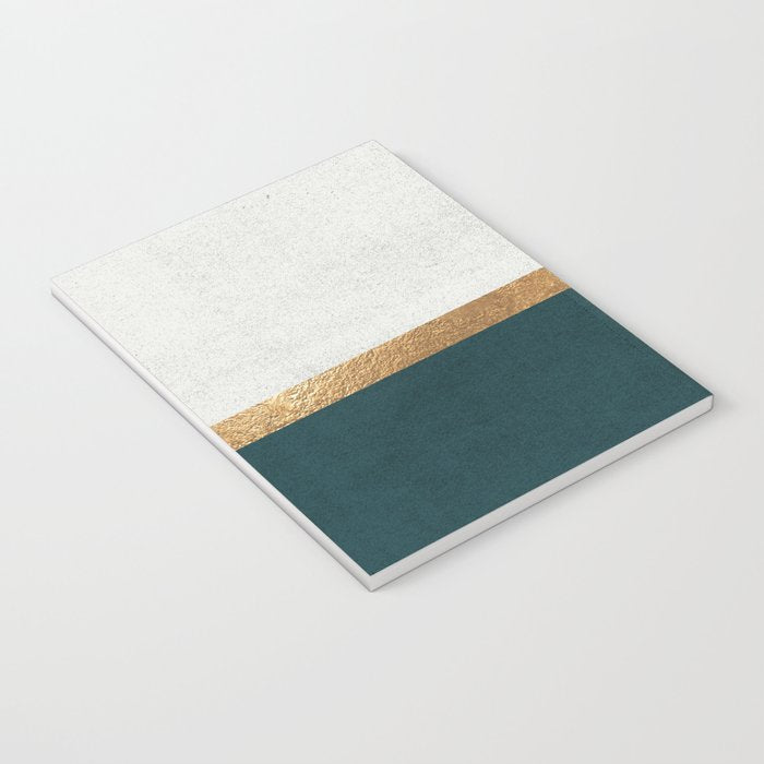 Deep Green, Gold and White Color Block Notebook Gallery Image 3