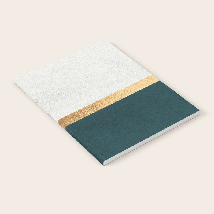 Deep Green, Gold and White Color Block Notebook Gallery Image 1