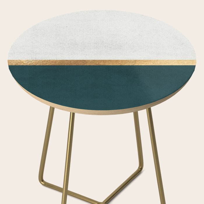 Deep Green, Gold and White Color Block Side Table Gallery Image 2