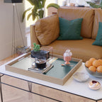 Deep Green, Gold and White Color Block Serving Tray Gallery Image 2