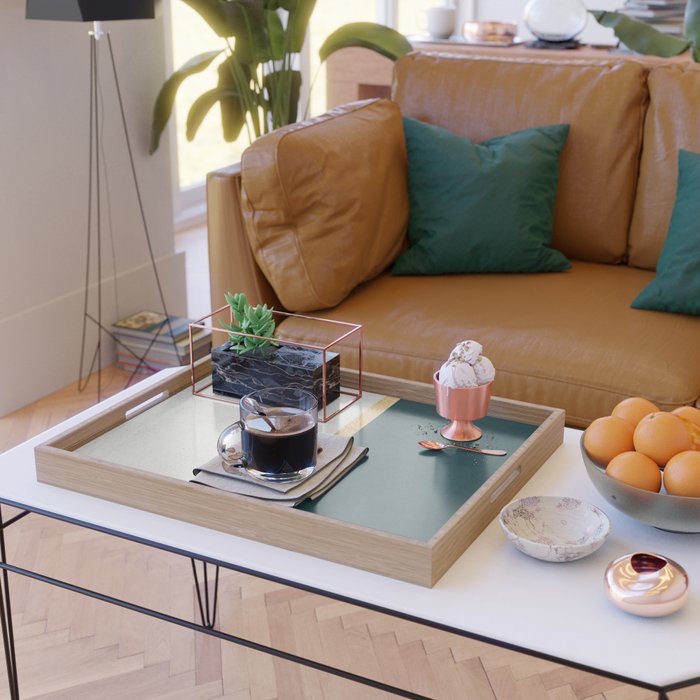 Deep Green, Gold and White Color Block Serving Tray Gallery Image 2