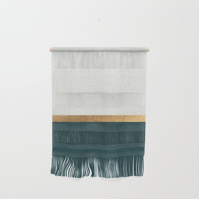 Deep Green, Gold and White Color Block Wall Hanging Gallery Image 1