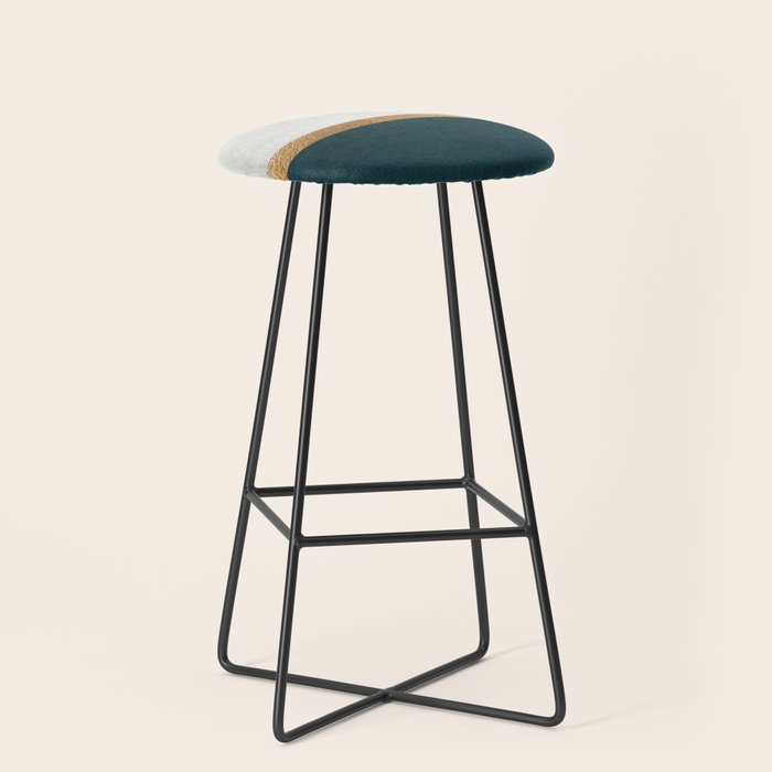 Deep Green, Gold and White Color Block Stool Gallery Image 1