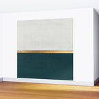 Deep Green, Gold and White Color Block Wall Mural Gallery Image 2