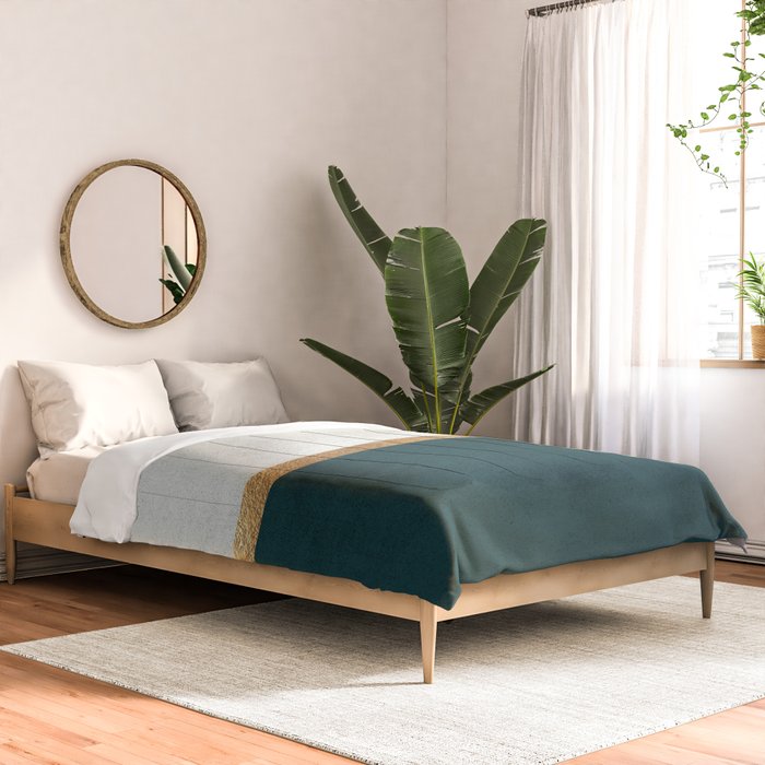 Deep Green, Gold and White Color Block Comforter Gallery Image 2