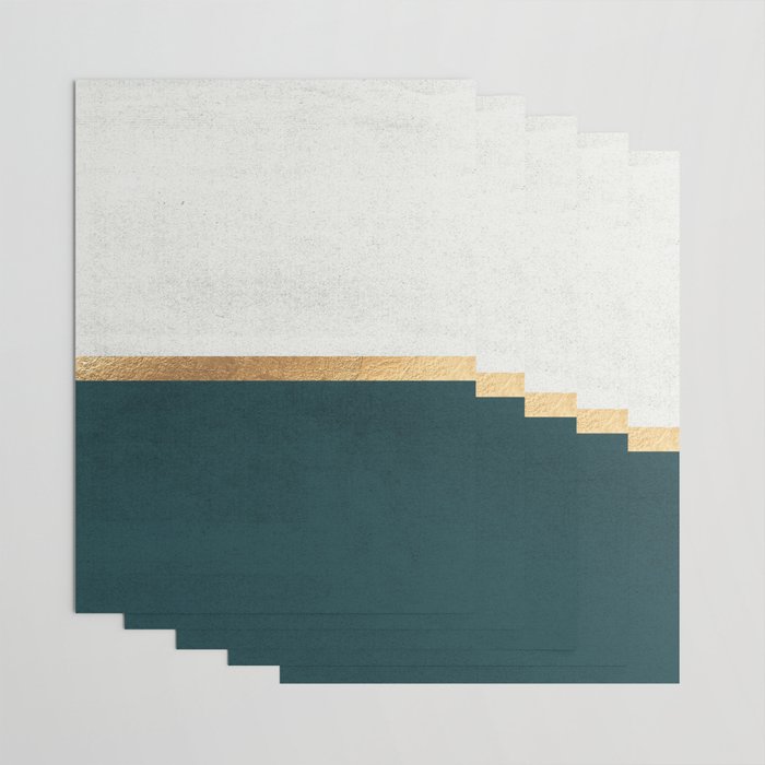 Deep Green, Gold and White Color Block Wrapping Paper Gallery Image 3