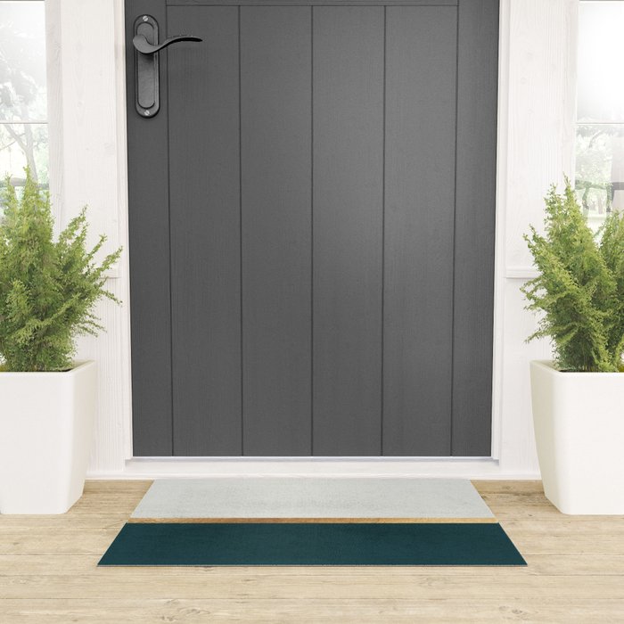 Deep Green, Gold and White Color Block Welcome Mat Gallery Image 3
