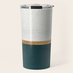 Deep Green, Gold and White Color Block Travel Mug Gallery Image 1