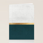 Deep Green, Gold and White Color Block Stationery Card Gallery Image 2