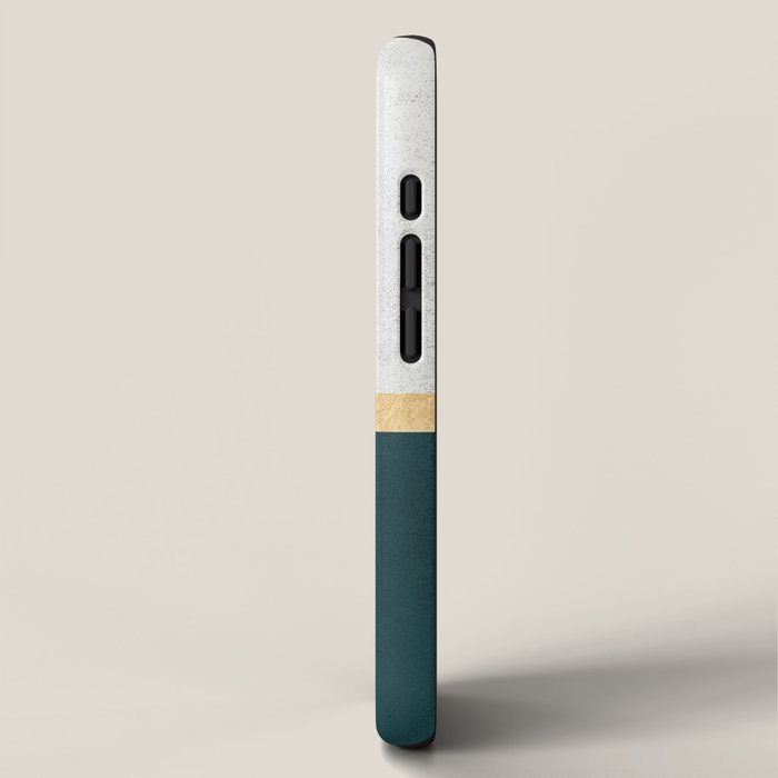 Deep Green, Gold and White Color Block iPhone Case Gallery Image 2