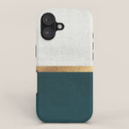 Deep Green, Gold and White Color Block iPhone Case Gallery Image 1