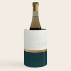 Deep Green, Gold and White Color Block Wine Chiller Gallery Image 2