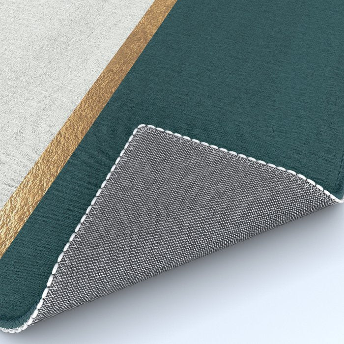 Deep Green, Gold and White Color Block Rug Gallery Image 4