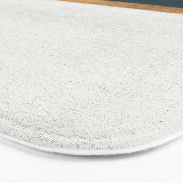 Deep Green, Gold and White Color Block Bath Mat Gallery Image 3