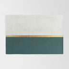 Deep Green, Gold and White Color Block Rug Gallery Image 2
