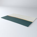 Deep Green, Gold and White Color Block Rug Gallery Image 3