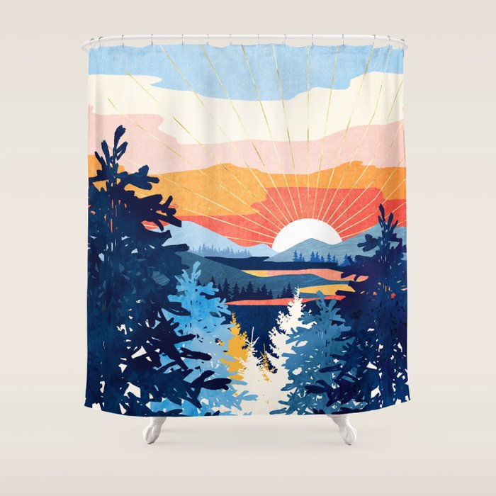 Sunset Lake Shower Curtain Gallery Image 1