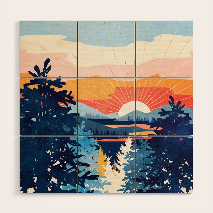 Sunset Lake Wood Wall Art Gallery Image 1