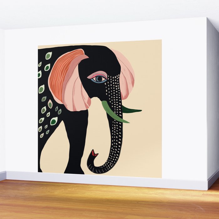 Colorful Elephant Wall Mural Gallery Image 2