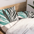 Teal Olive Branches Modern Botanical Pillow Sham Gallery Image 2
