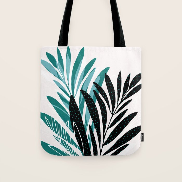 Teal Olive Branches Modern Botanical Tote Bag Gallery Image 1