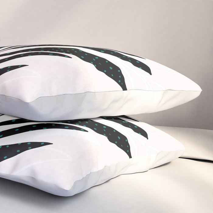 Teal Olive Branches Modern Botanical Pillow Sham Gallery Image 3
