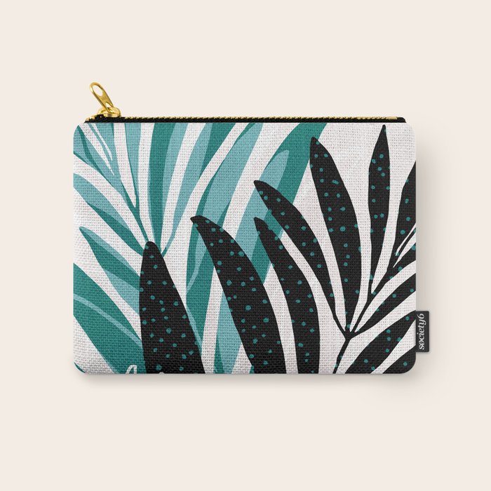 Teal Olive Branches Modern Botanical Carry All Pouch Gallery Image 1