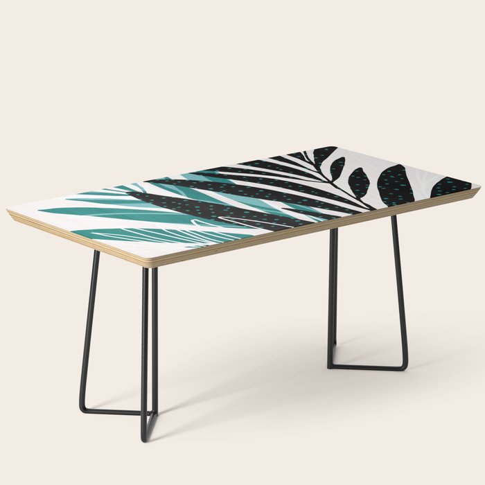 Teal Olive Branches Modern Botanical Coffee Table Gallery Image 1