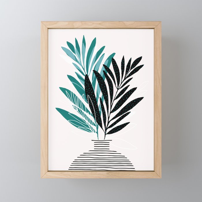 Teal Olive Branches Modern Botanical Mini Art Print Gallery Image 1