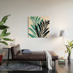 Teal Olive Branches Modern Botanical Wood Wall Art Gallery Image 2