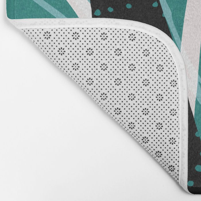 Teal Olive Branches Modern Botanical Bath Mat Gallery Image 2