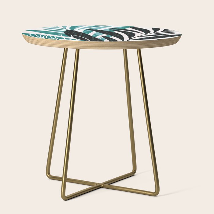 Teal Olive Branches Modern Botanical Side Table Gallery Image 1