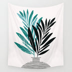 Teal Olive Branches Modern Botanical Wall Tapestry Gallery Image 4
