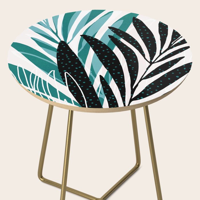 Teal Olive Branches Modern Botanical Side Table Gallery Image 2