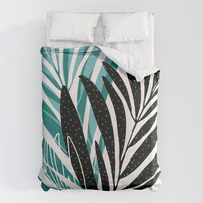 Teal Olive Branches Modern Botanical Duvet Cover Gallery Image 6